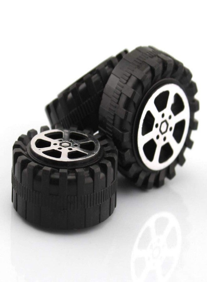 Alextend 4pcs Model Car Wheels 42mm Plastic DIY Toy Wheels Black for 2mm Shaft - Image 1